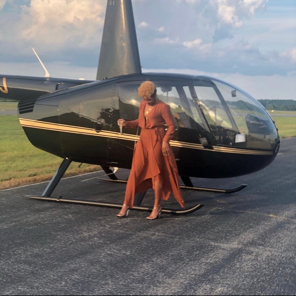 Rust, Asymmetrical Midi-Length, Long-sleeve, linen dress by BCBGMAXAZRIA